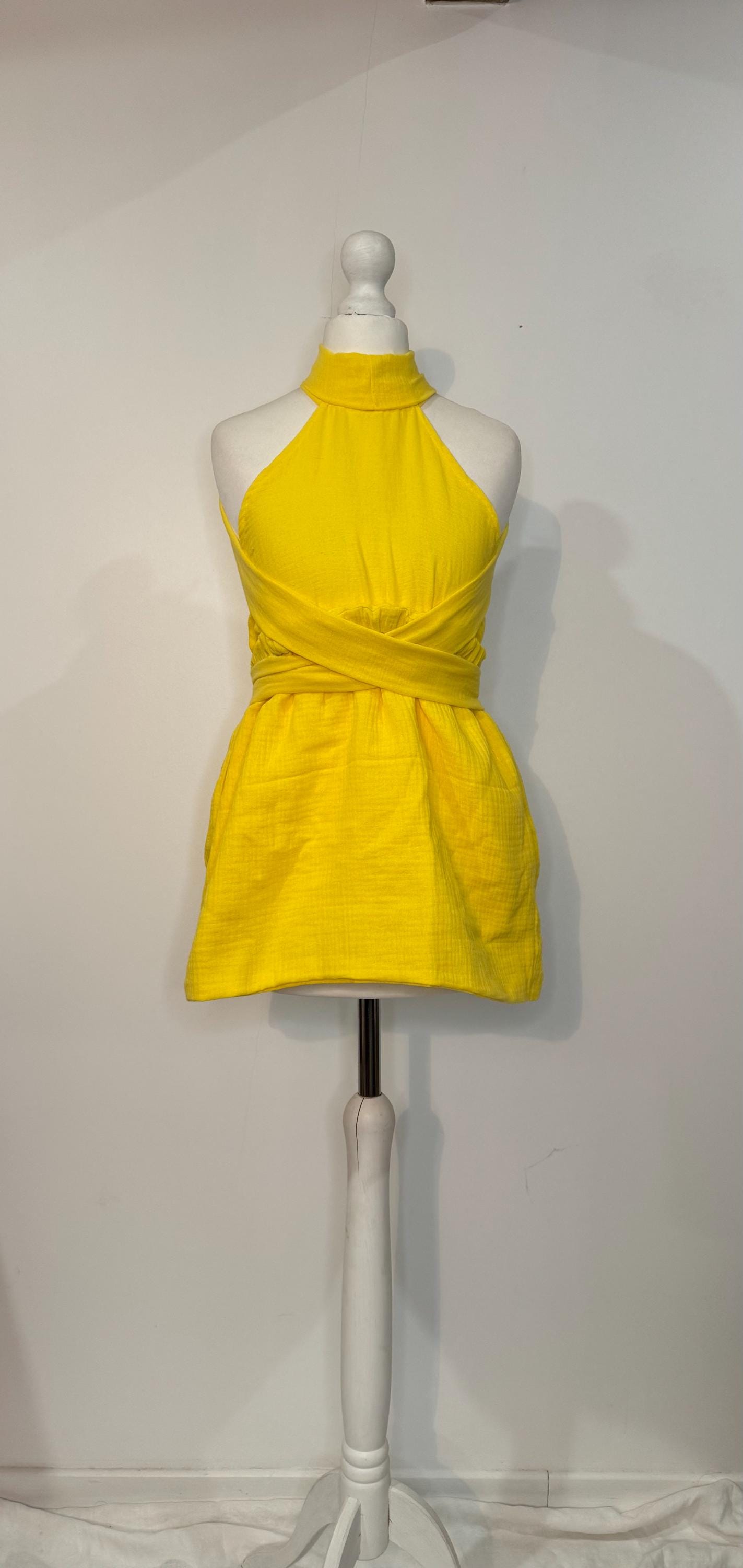 AUDACE - Julia - Robe jaune. mimosa en double gaze coton bio