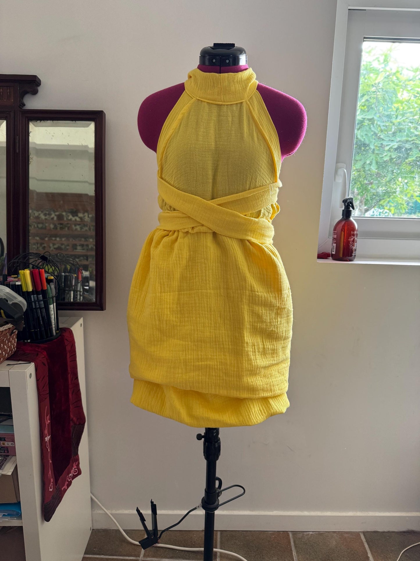 AUDACE - Julia - Robe jaune. mimosa en double gaze coton bio