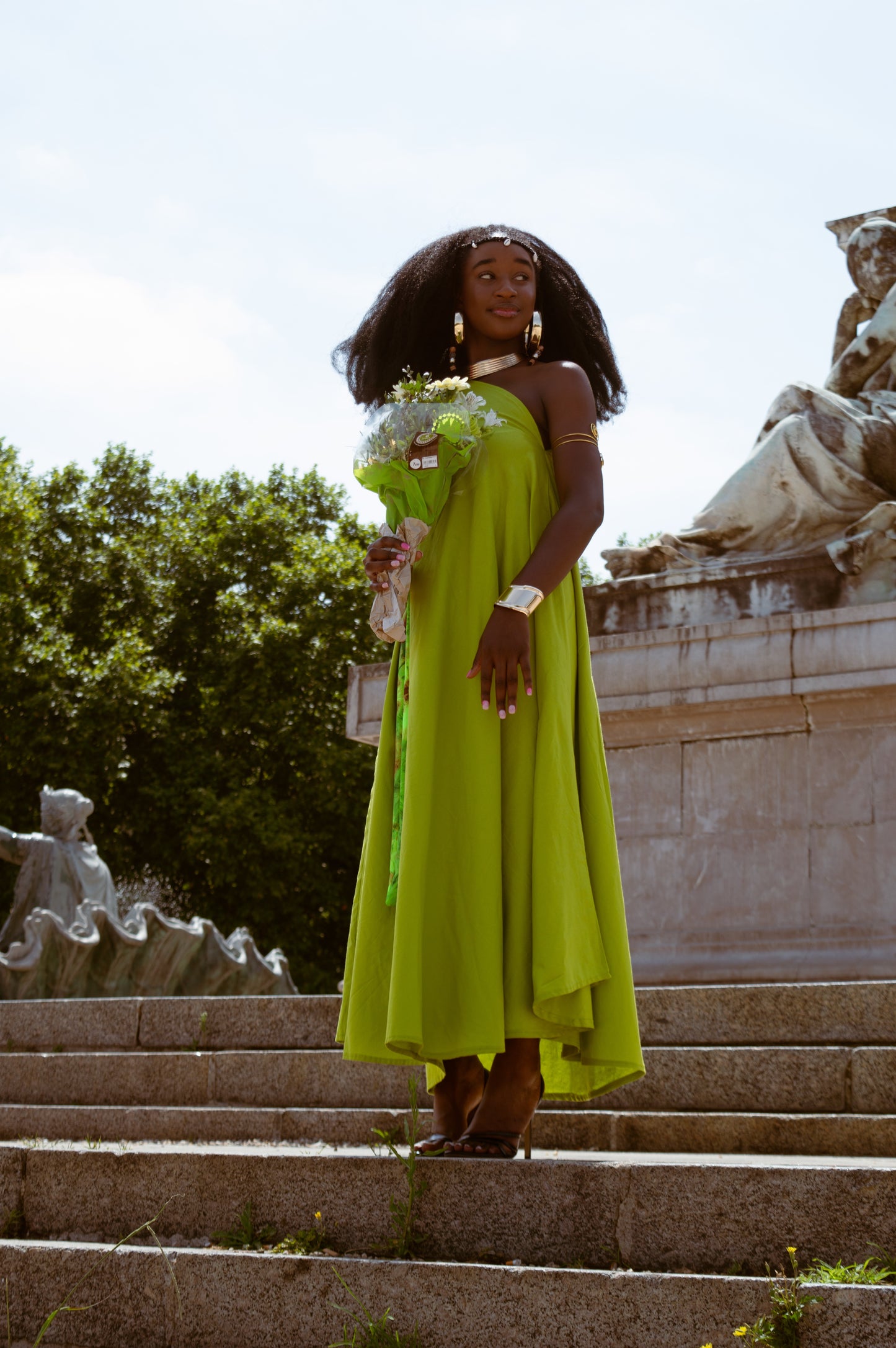 AUDACE - Athena Robe en coton bio vert anis