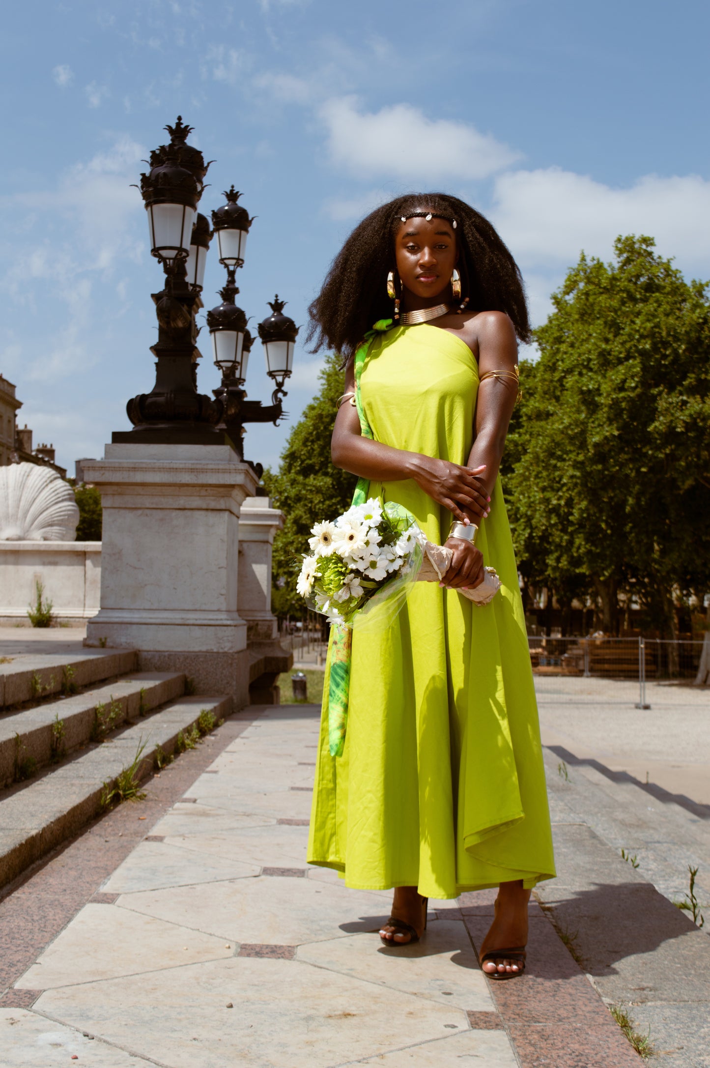 AUDACE - Athena Robe en coton bio vert anis