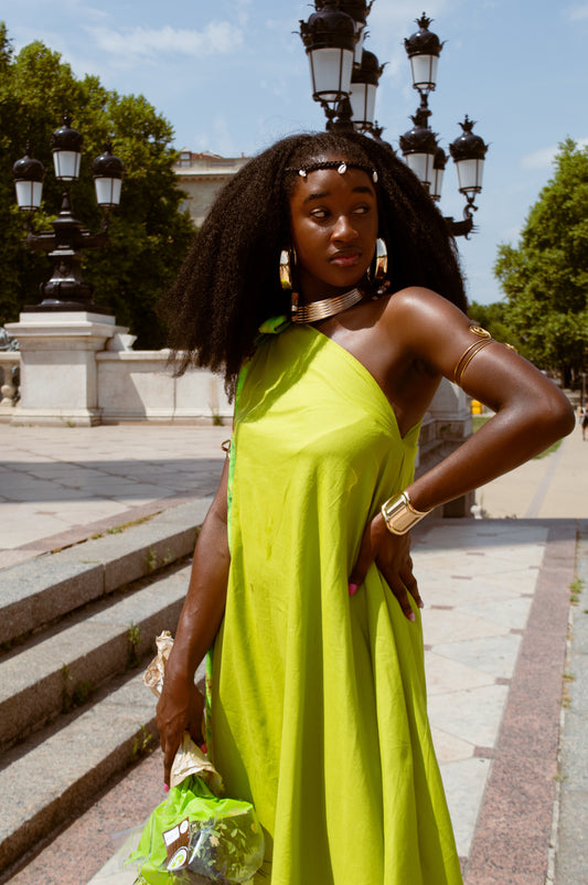 AUDACE - Athena Robe en coton bio vert anis