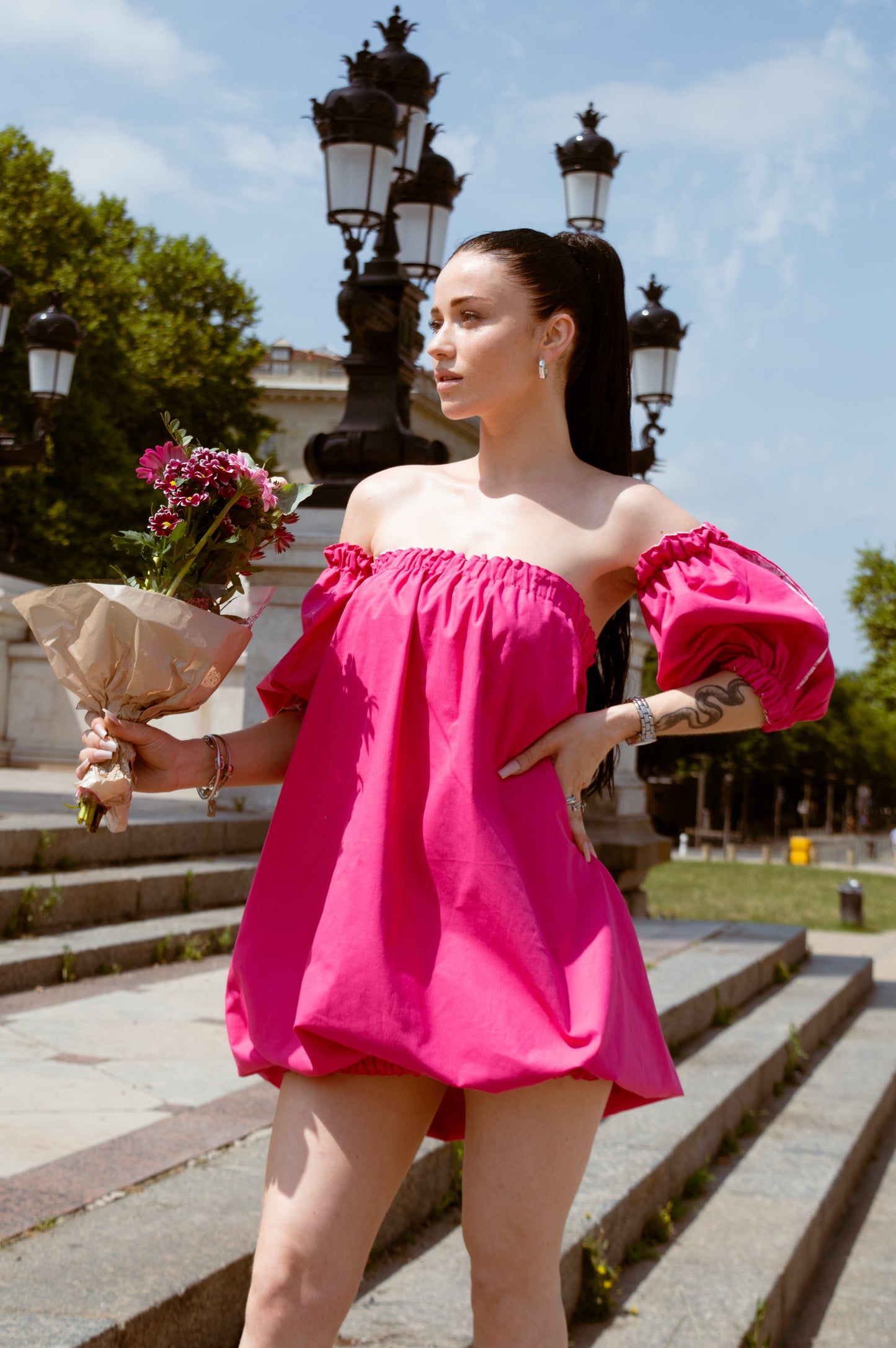AUDACE - Robe bustier fuchsia "Gloria"