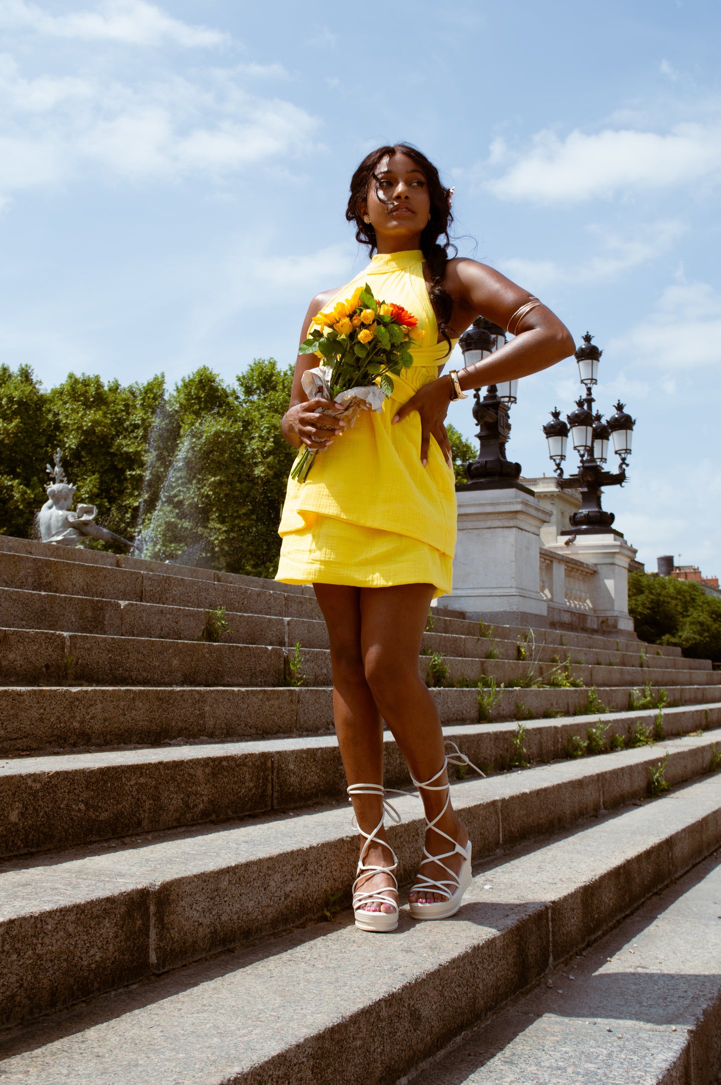 AUDACE - Julia - Robe jaune. mimosa en double gaze coton bio