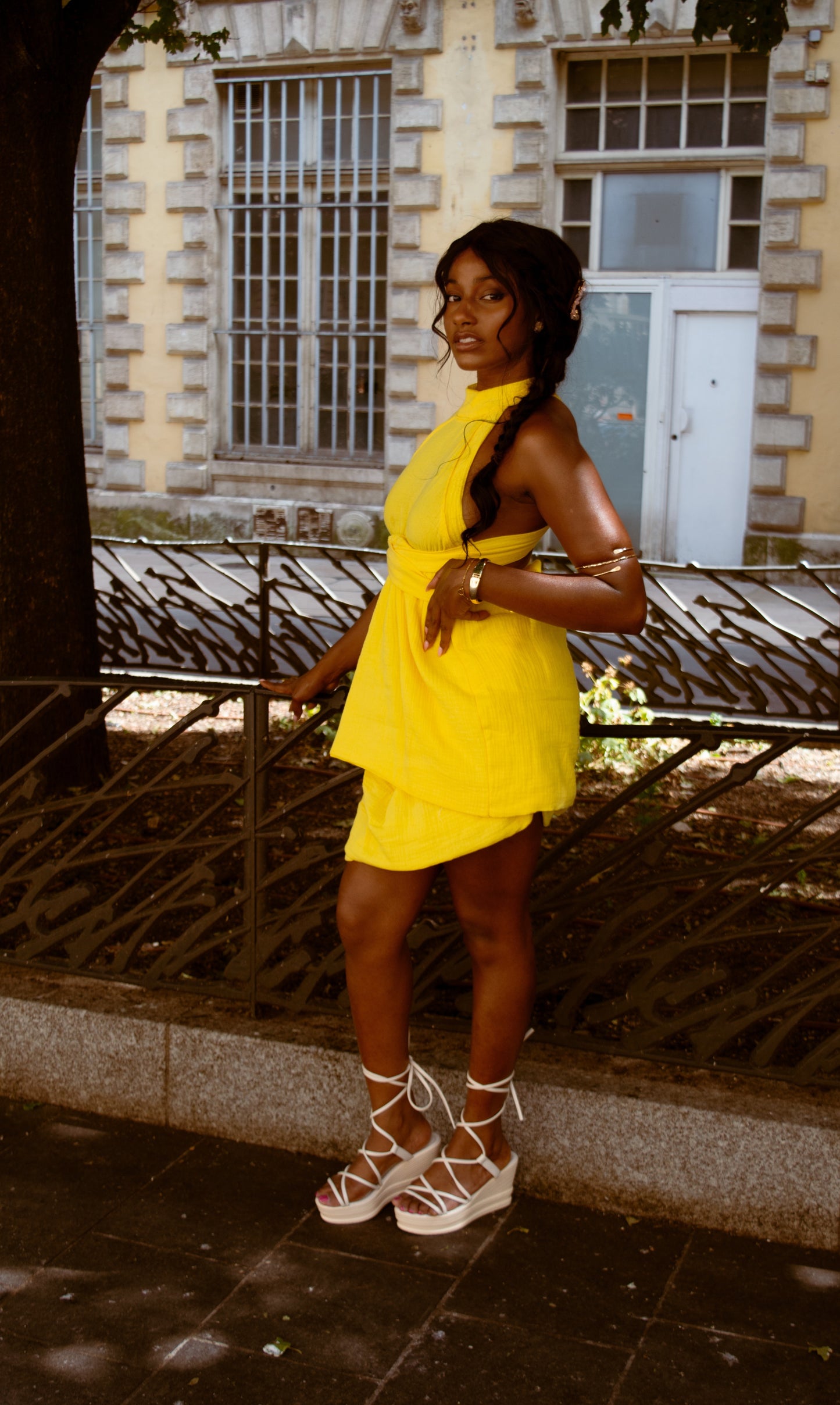AUDACE - Julia - Robe jaune. mimosa en double gaze coton bio