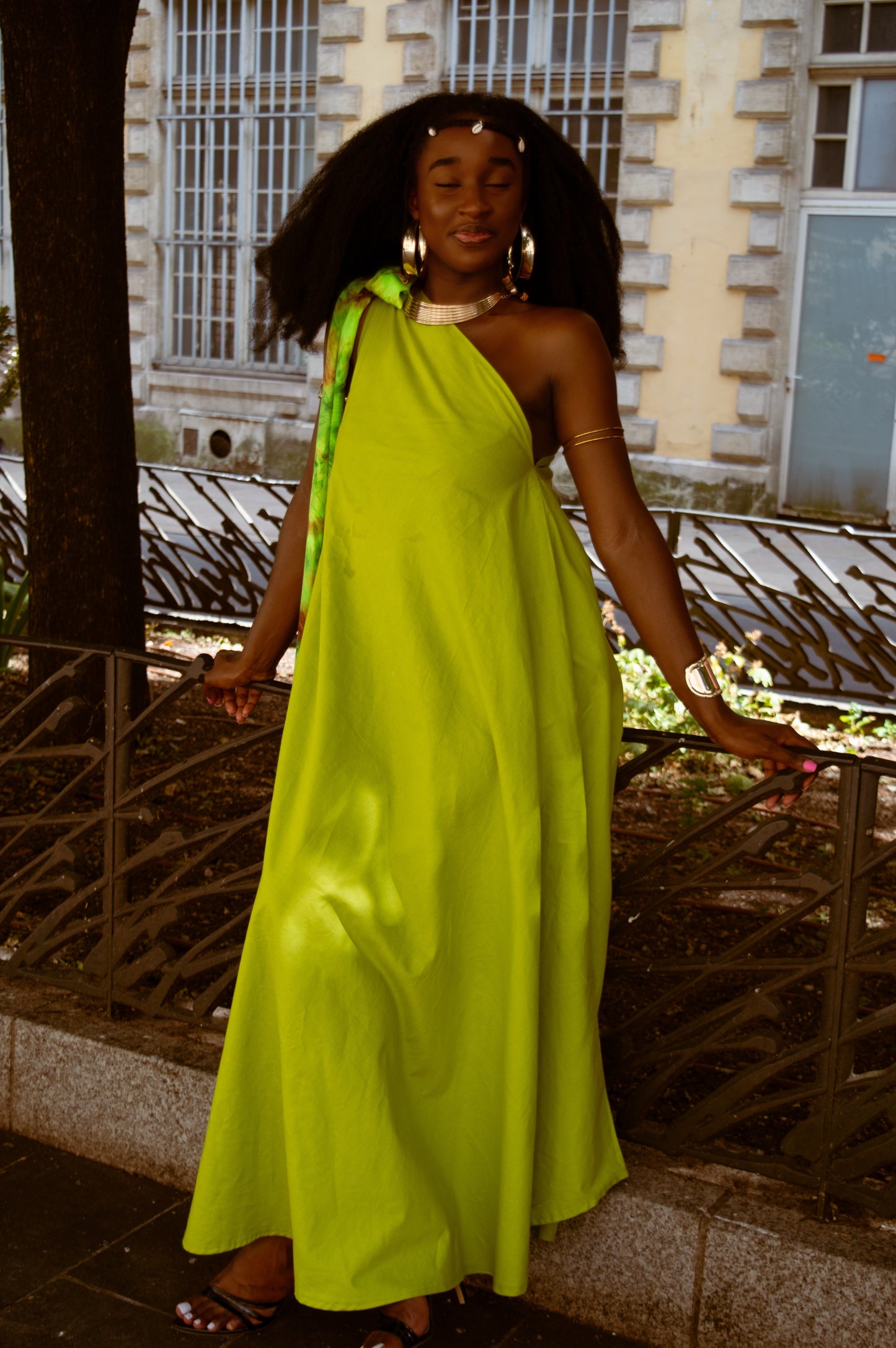 AUDACE - Athena Robe en coton bio vert anis